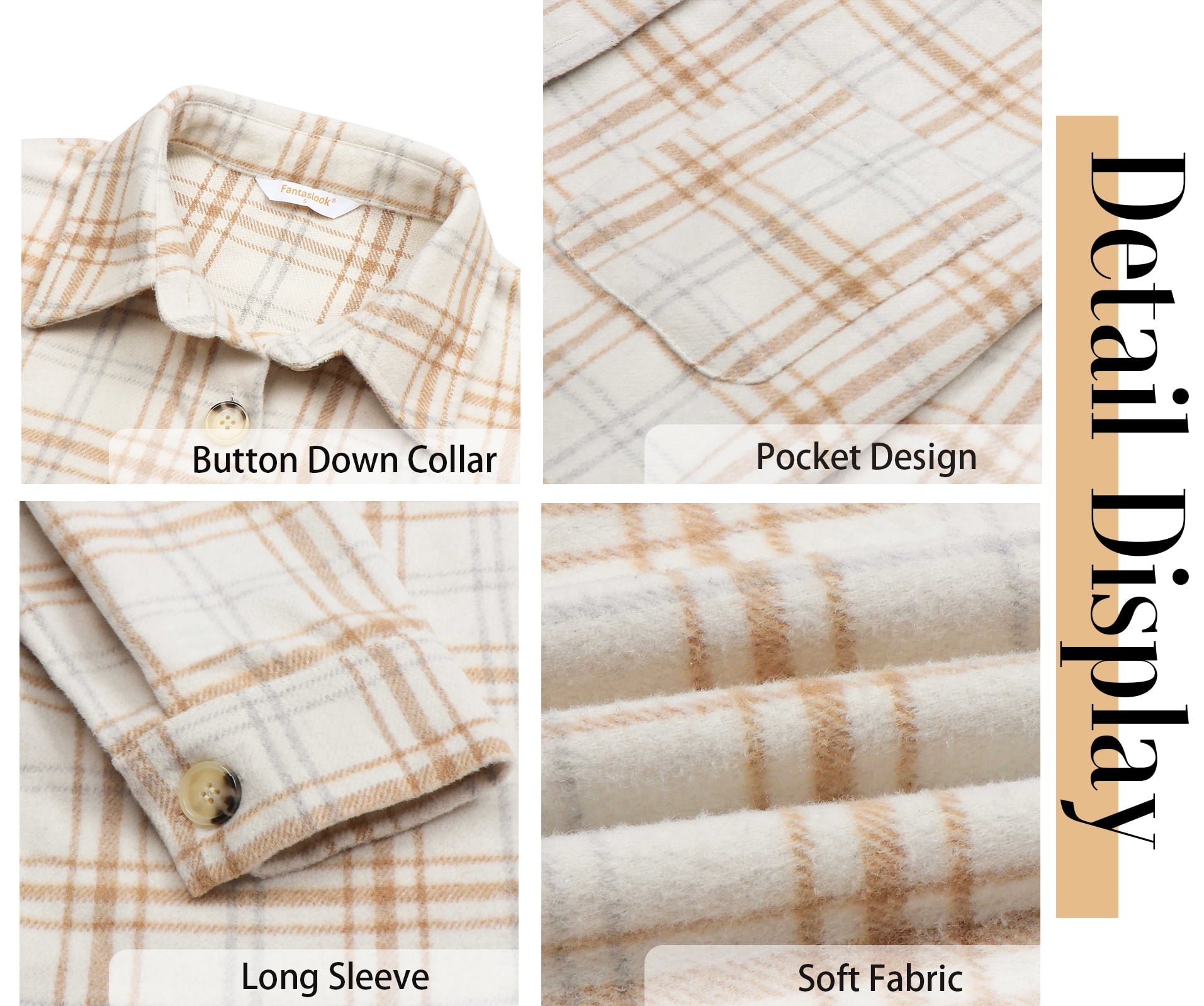 Womens Plaid Shirts Flannel Shacket Jacket Long Sleeve Button down Shirts Blouses Tops